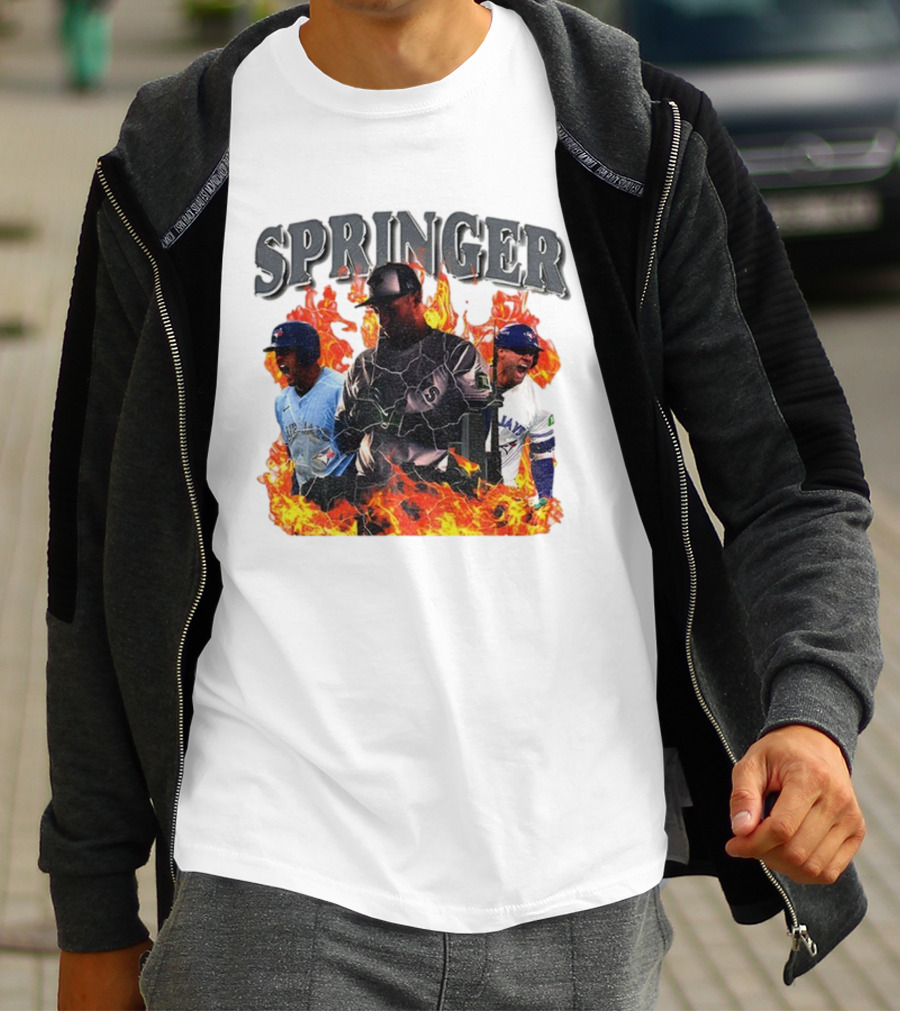 SPRINGER George Toronto Blue Jays Playoffs Fire Background T-Shirt