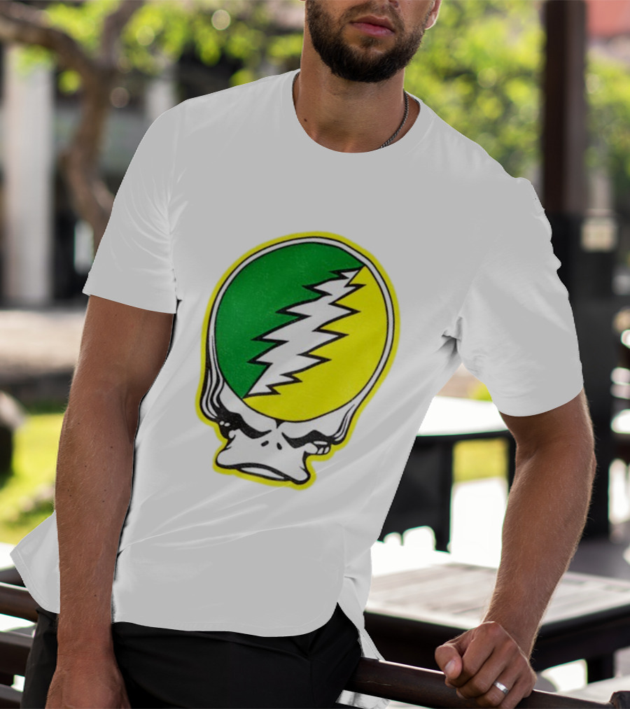 Grateful Ducks Grateful Dead Steal Your Face Green Yellow Bolt 26 T-Shirt