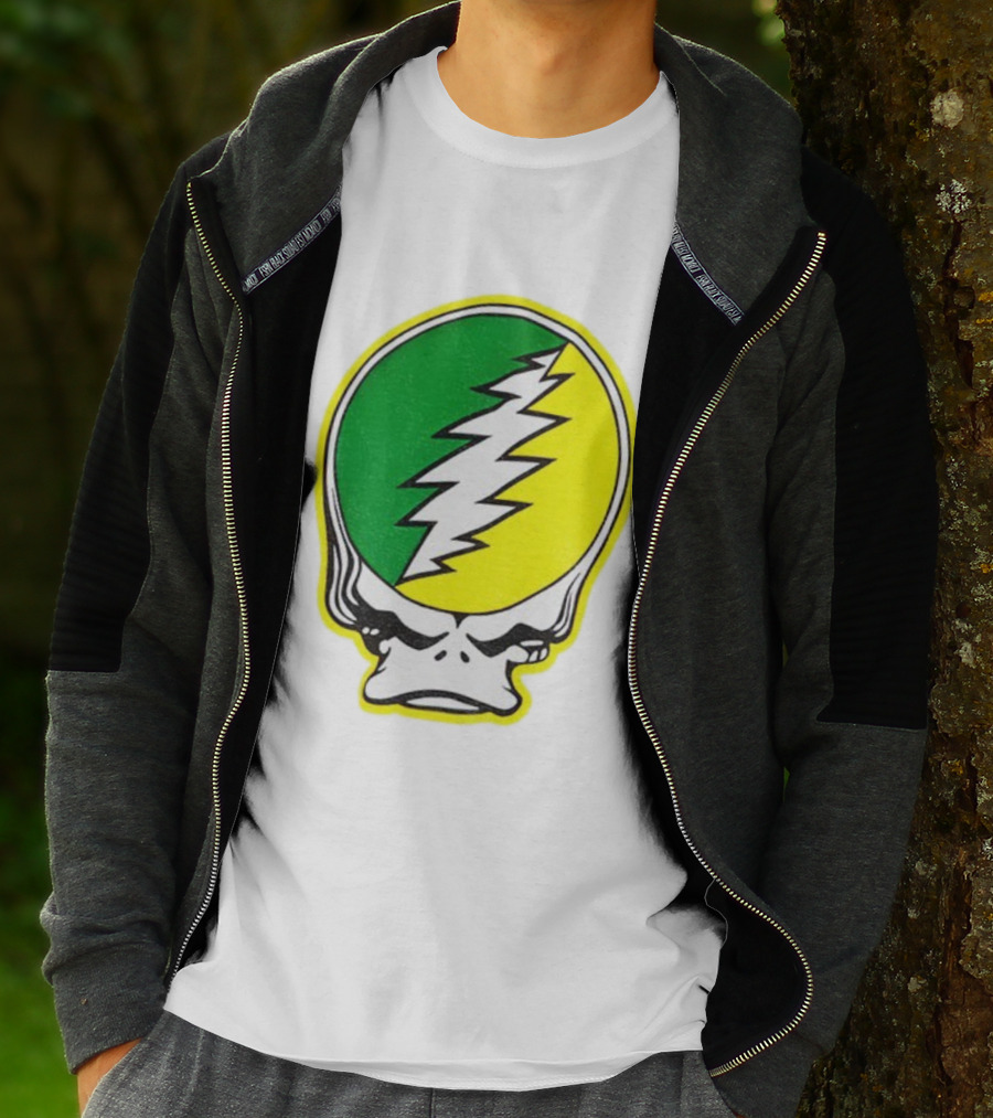 Grateful Ducks Grateful Dead Steal Your Face Green Yellow Bolt 26 T-Shirt