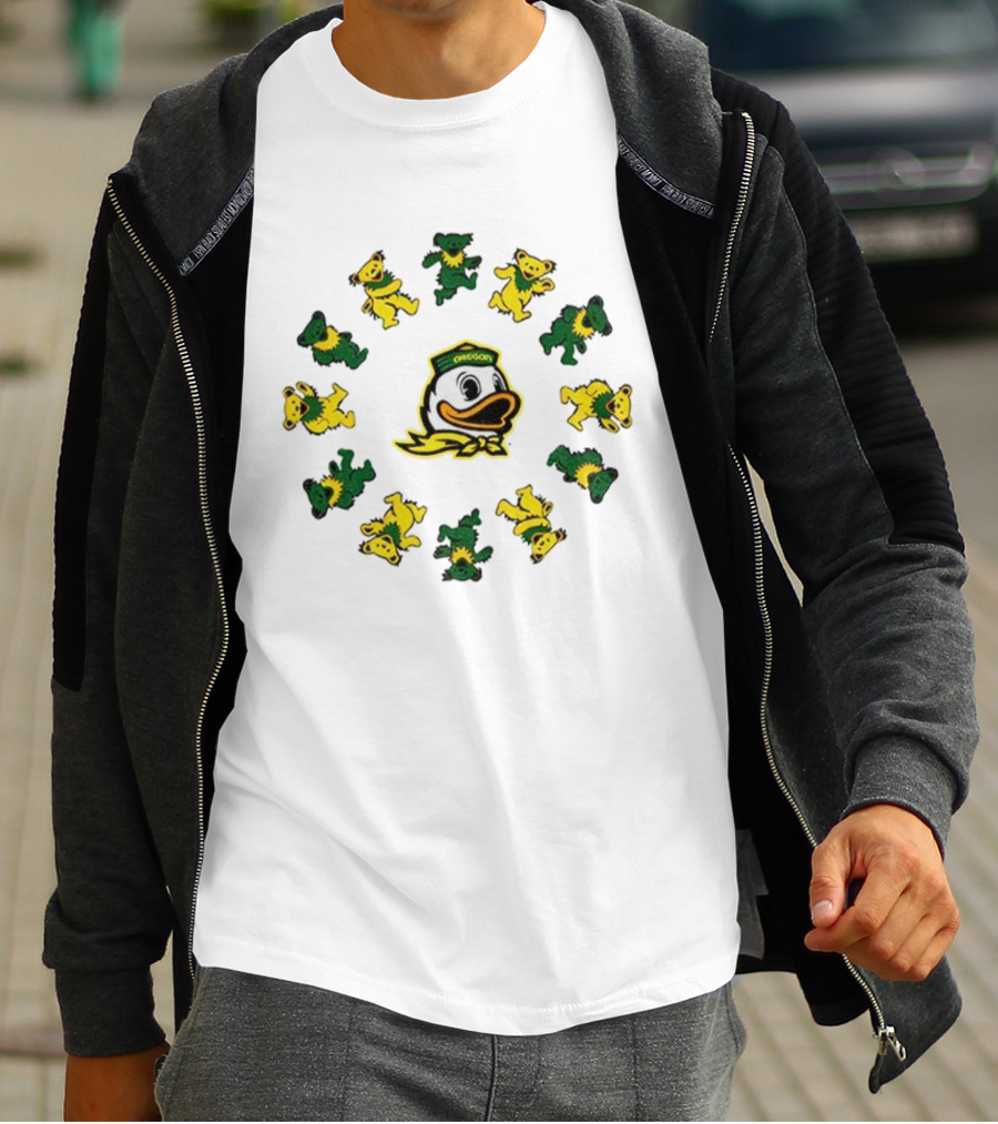 Grateful Ducks Oregon Ducks Grateful Dead Bear Circle T-Shirt