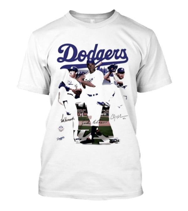 Los Angeles Dodgers Mookie Betts Steve Sax Clayton Kershaw Signatures Vintage Style T-Shirt