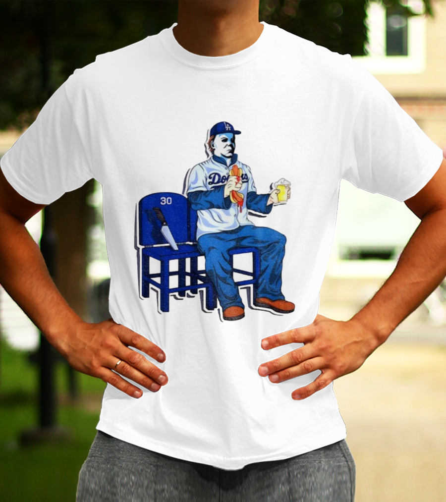 Michael Myers Dodgers Dave Roberts Hot Dog Beer MLB 2025 T-Shirt