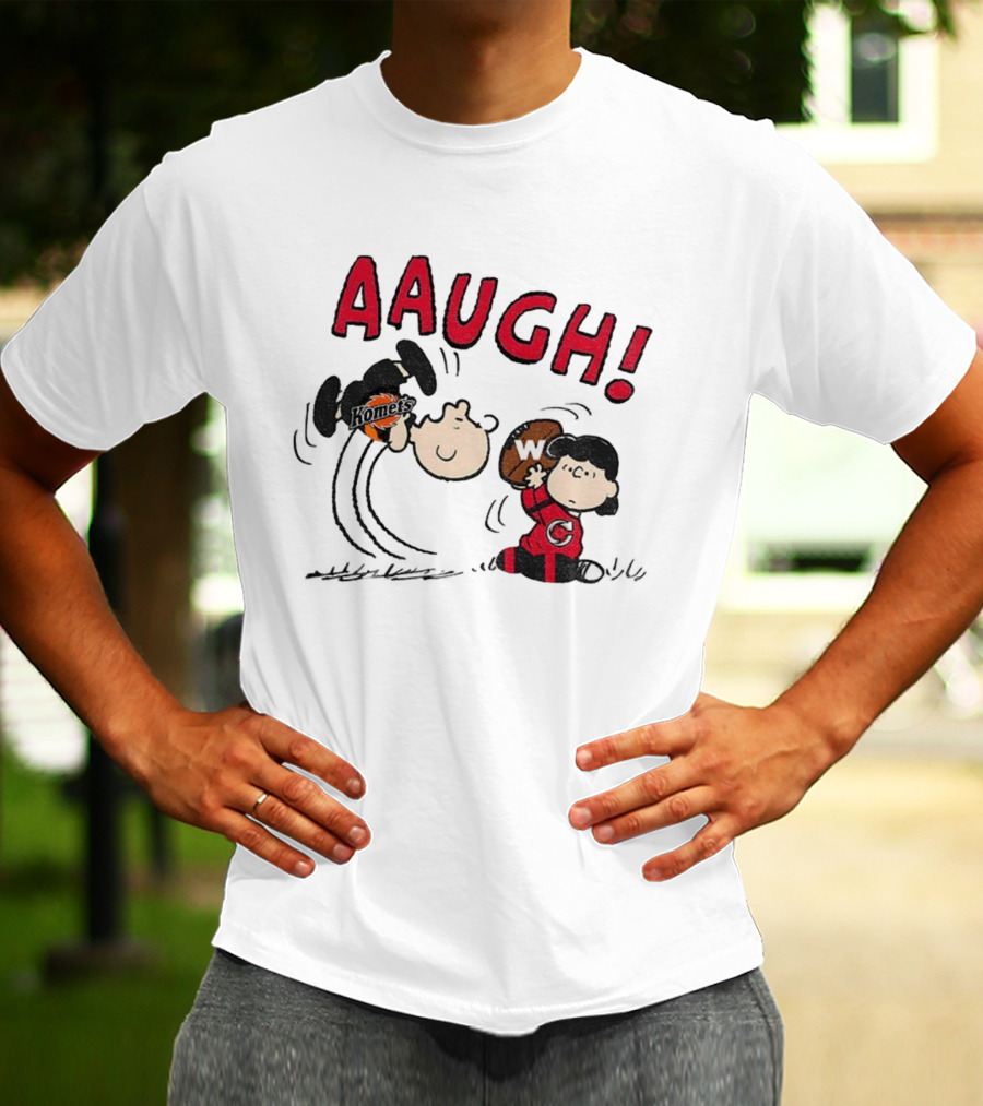 Peanuts Charlie Brown Cincinnati Cyclones Vs Komets Hockey AAUGH! Lucy Linus T-Shirt
