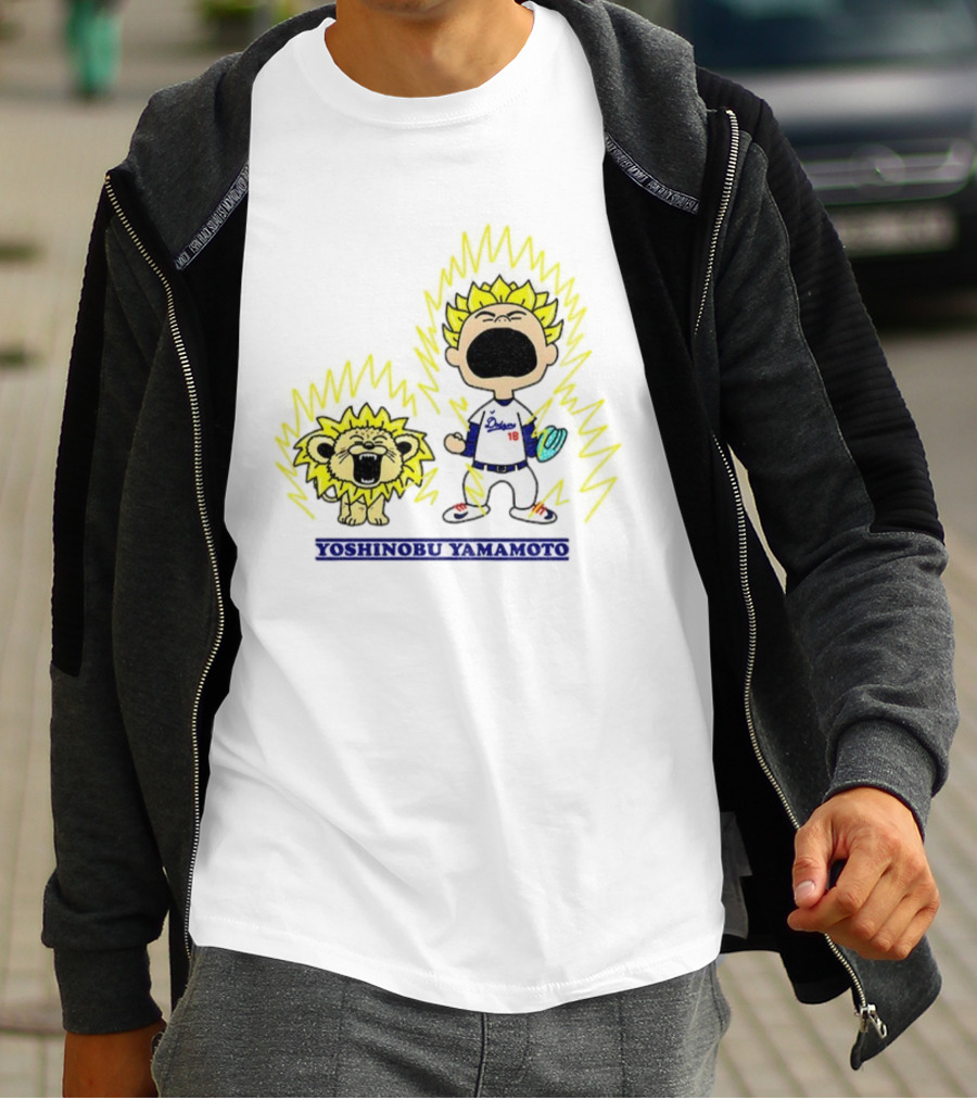 Yoshinobu Yamamoto Charlie Brown Los Angeles Dodgers 18 MLB Super Saiyan Dragon Ball T-Shirt