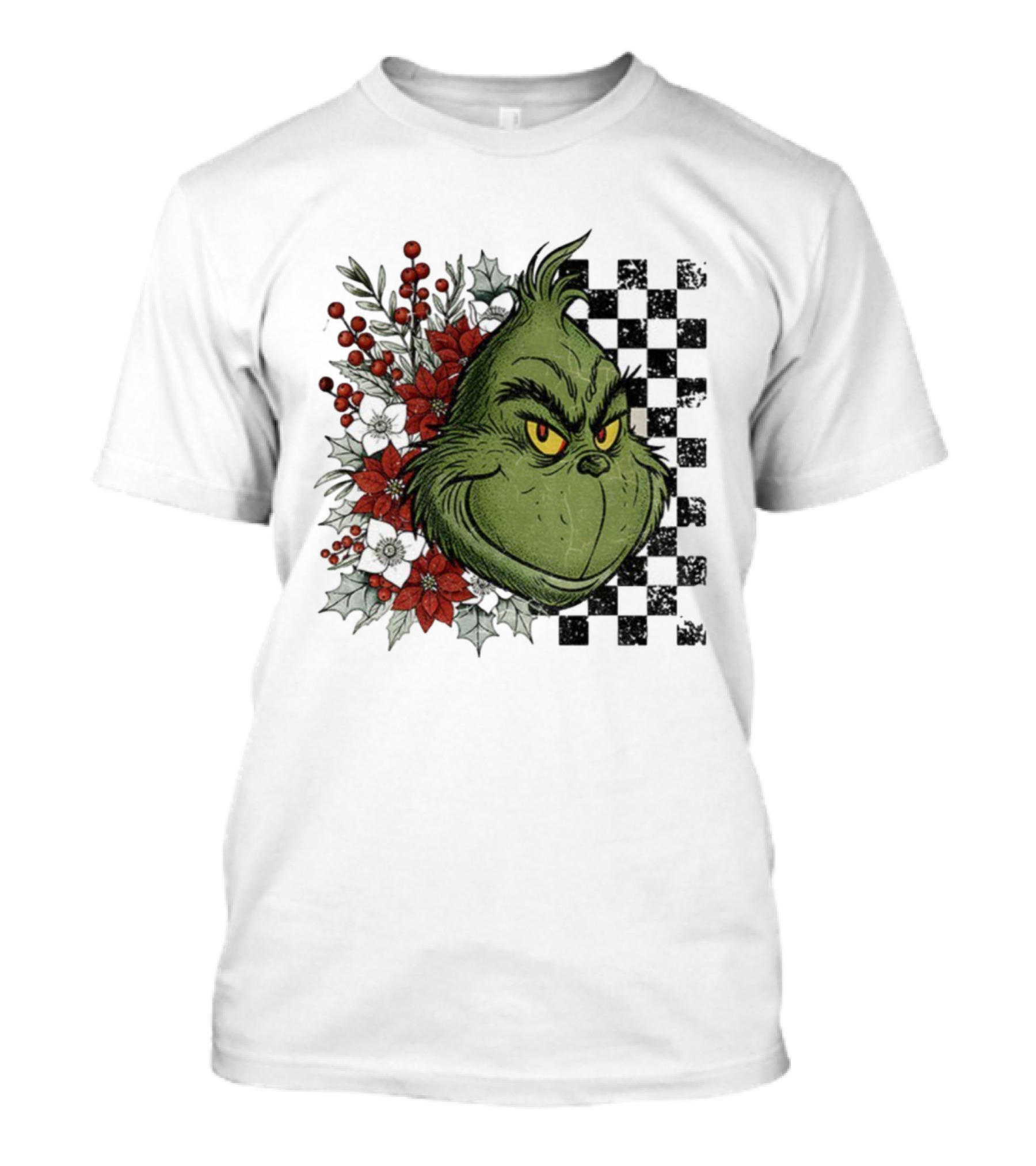 Grinch Floral Christmas Characters Merry Christmas 2025 Festive Design T-Shirt