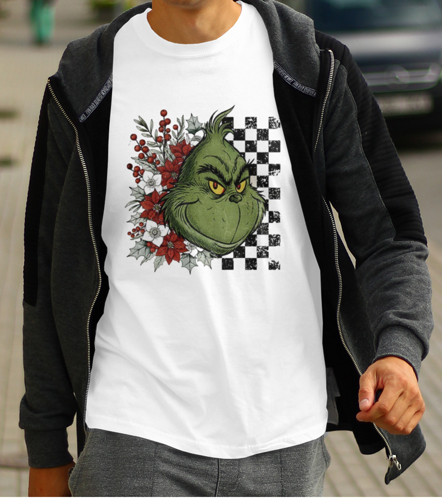 Grinch Floral Christmas Characters Merry Christmas 2025 Festive Design T-Shirt