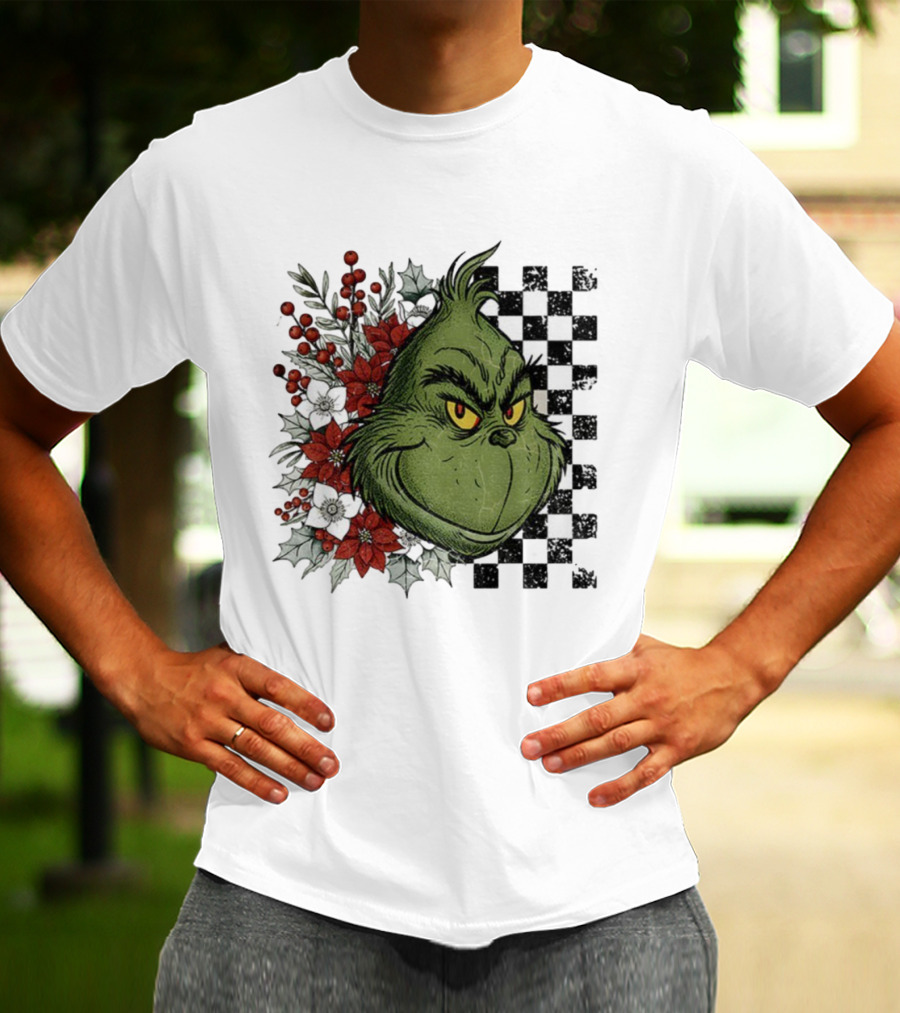 Grinch Floral Christmas Characters Merry Christmas 2025 Festive Design T-Shirt