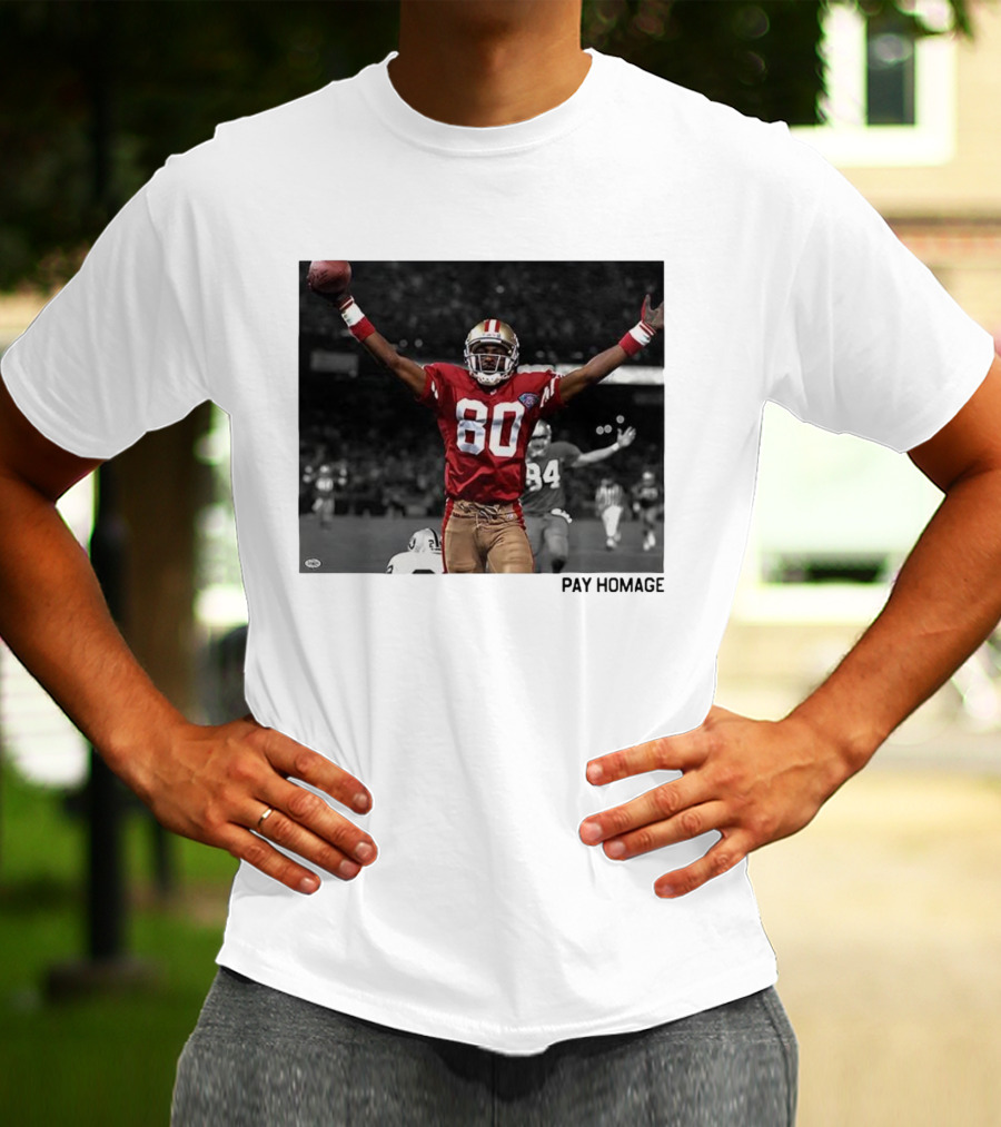 Jerry Rice 80 San Francisco 49ers NFL Pay Homage Legendary Football Hero T-Shirt