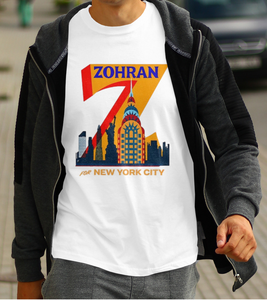 Zohran 2025 New York City Skyline Mayor Mamdani Campaign T-Shirt