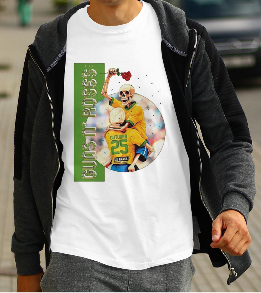 Guns N' Roses São Paulo Allianz Parque 2025 Outubro 25 Brazil Skeleton Tour T-Shirt