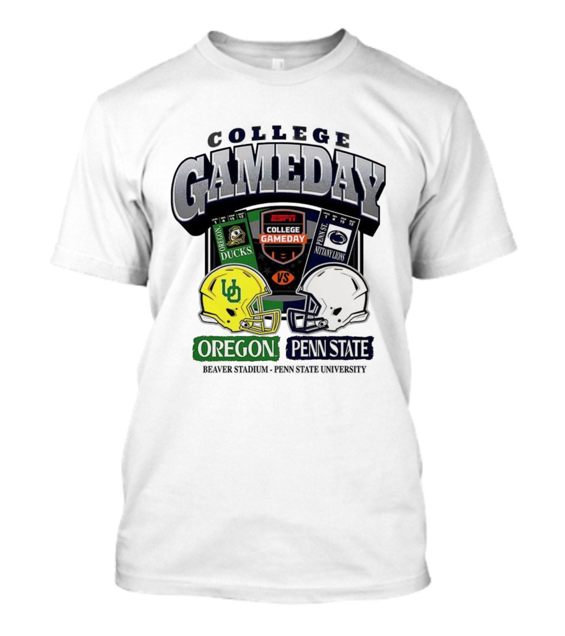 ESPN College Gameday Oregon Ducks Vs Penn State Nittany Lions Helmet Matchup T-Shirt