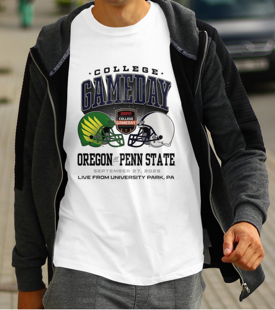 Gameday Oregon Ducks Vs Penn State Nittany Lions ESPN College Football 2025 Helmet Showdown T-Shirt