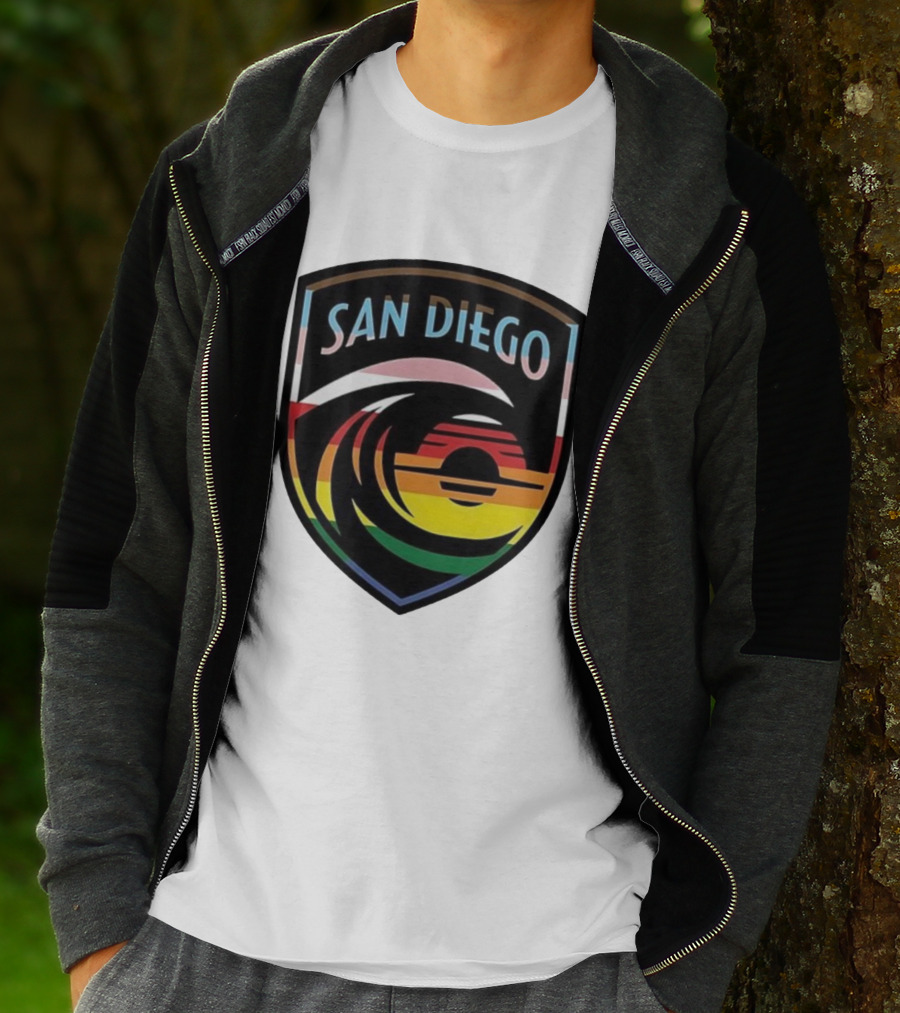 San Diego Wave FC LGBTQ+ Pride Rainbow Wave Sunset T-Shirt