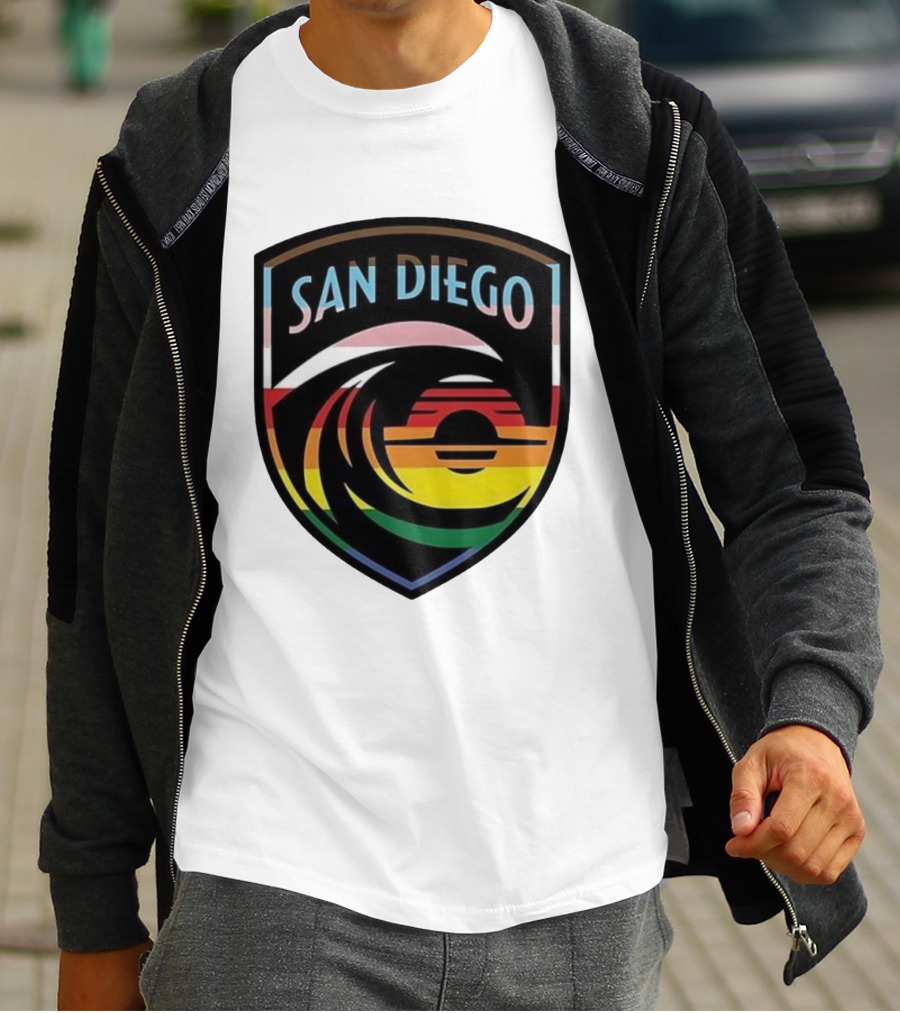 San Diego Wave FC LGBTQ+ Pride Rainbow Wave Sunset T-Shirt