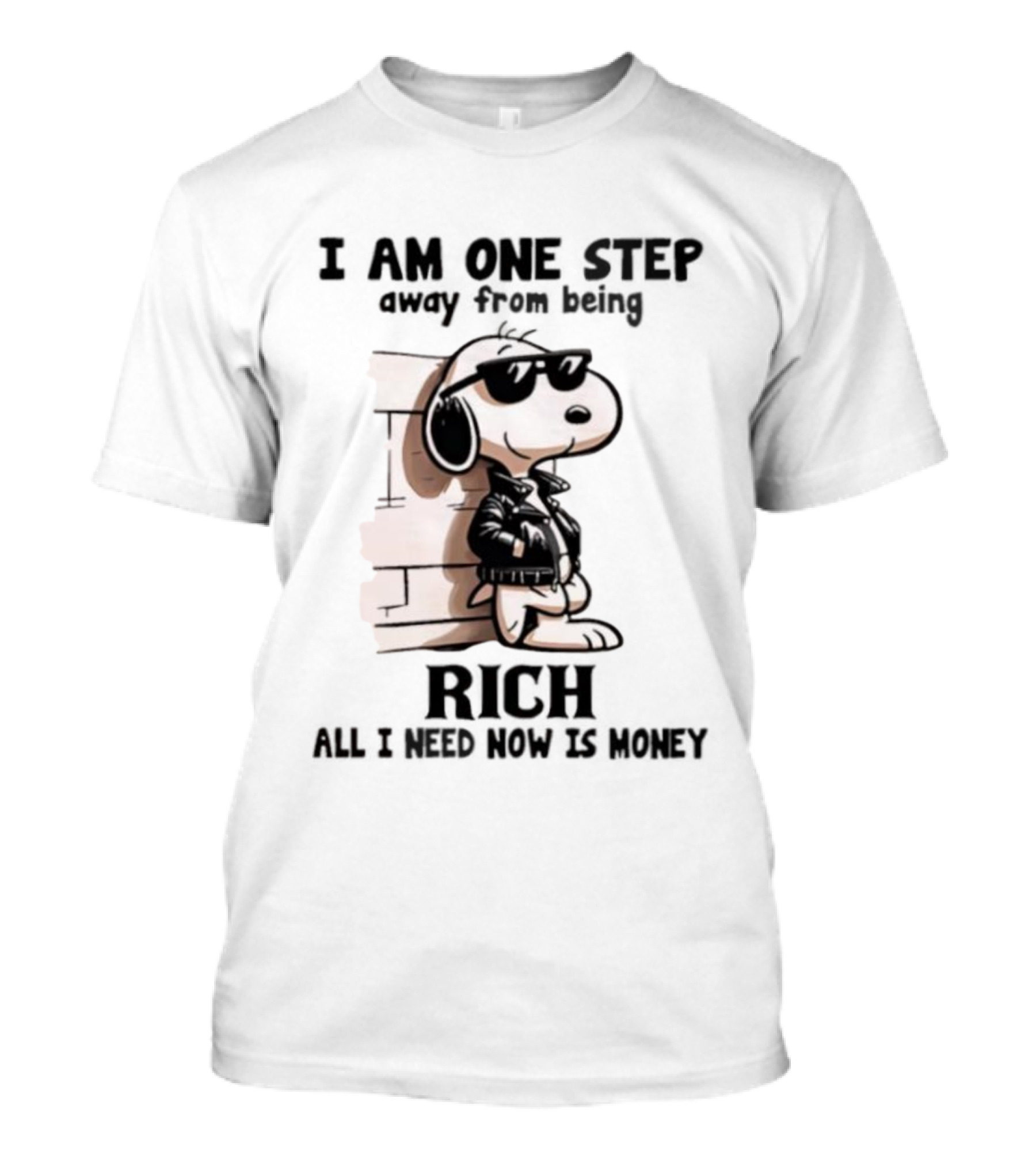 Peanuts Snoopy Cool Rich Attitude One Step Away From Money T-Shirt
