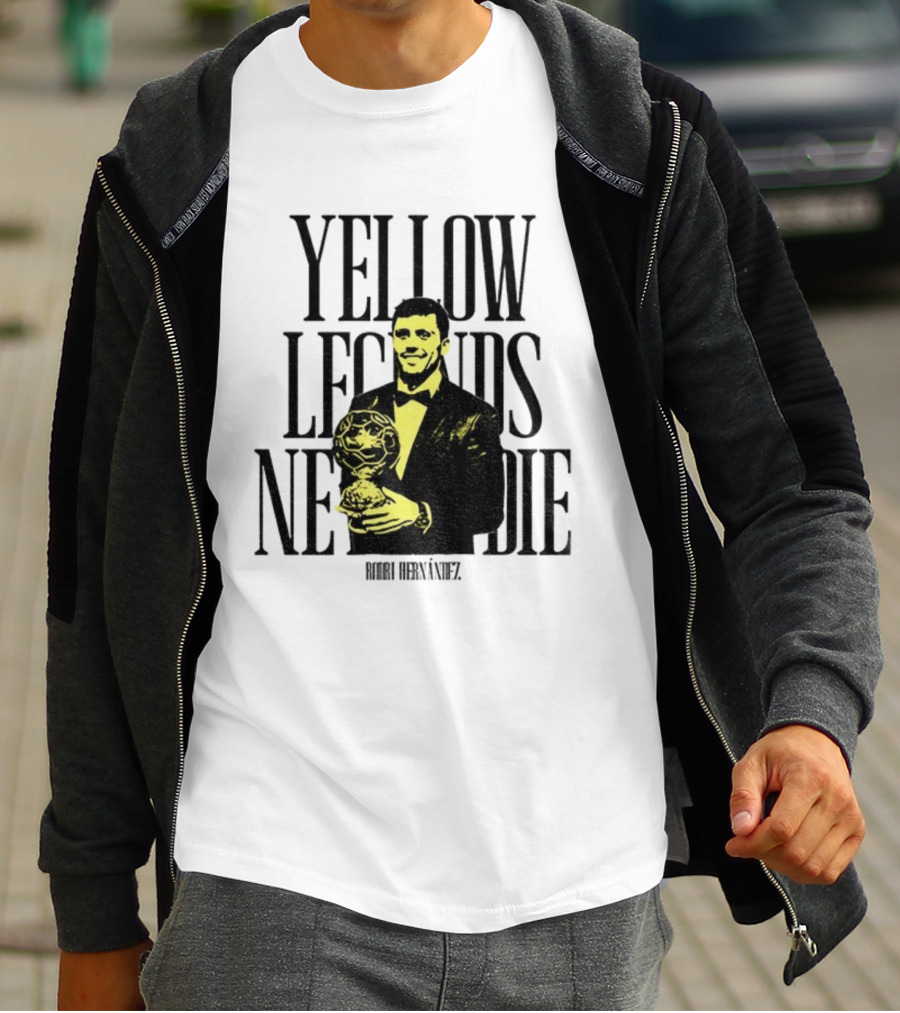Rodrigo Hernández Manchester City FC Yellow Legends Never Die Signature T-Shirt