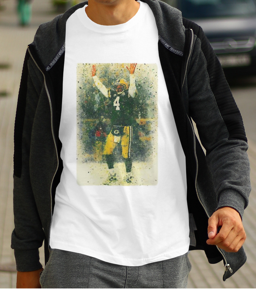 Brett Favre Green Bay Packers Celebratory Splash Number 4 T-Shirt