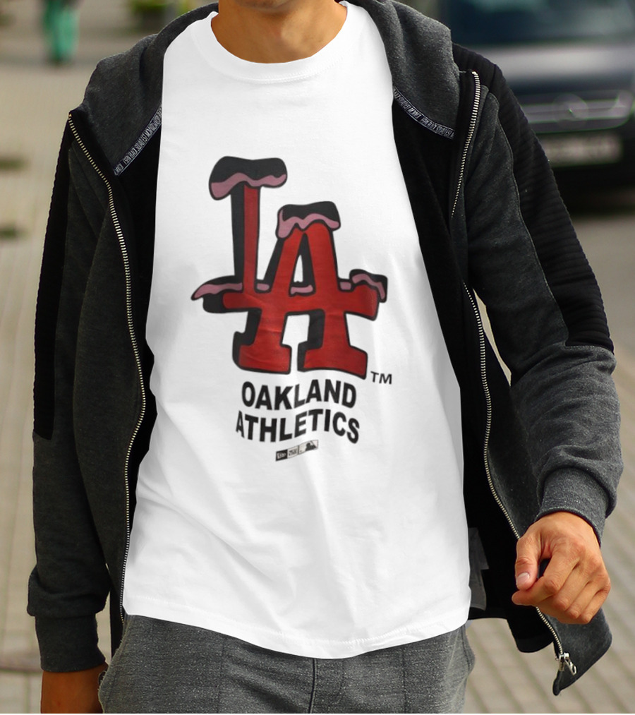 Los Angeles Dodgers Oakland Athletics Snow-Capped Letters T-Shirt