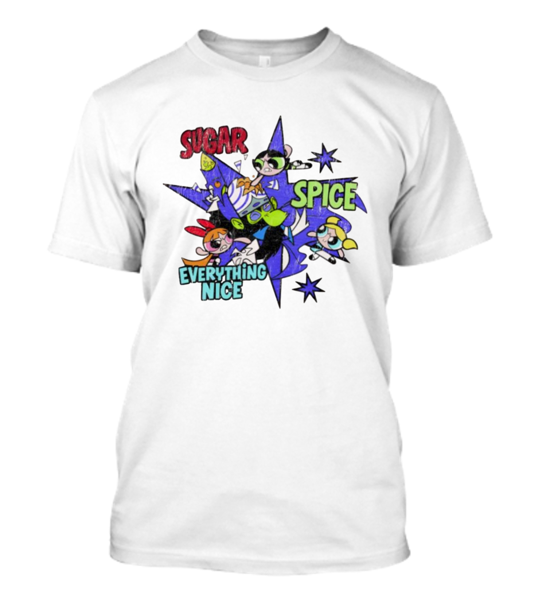 The Powerpuff Girls Sugar Spice Everything Nice Burst Design T-Shirt