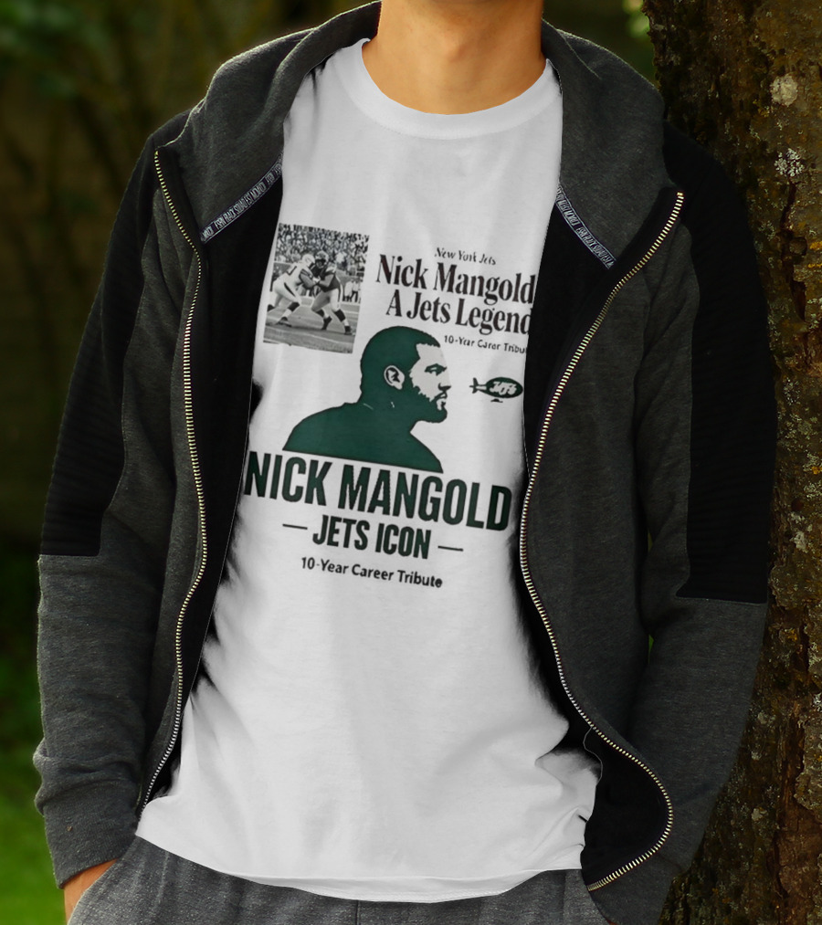 Nick Mangold Jets Icon 10-Year Career Tribute NFL Legend T-Shirt