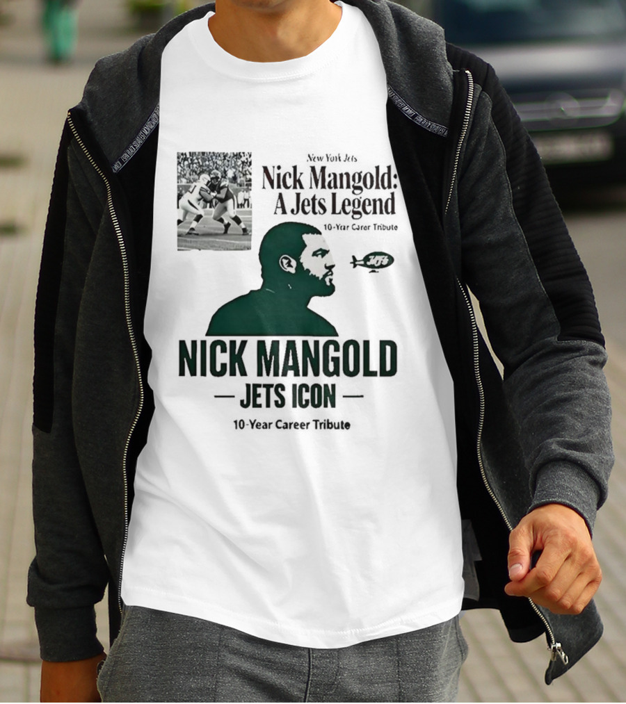 Nick Mangold Jets Icon 10-Year Career Tribute NFL Legend T-Shirt