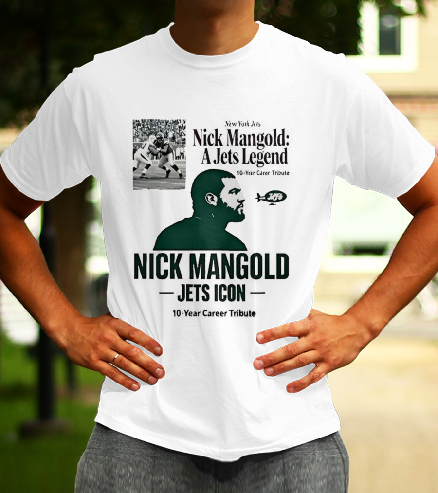 Nick Mangold Jets Icon 10-Year Career Tribute NFL Legend T-Shirt
