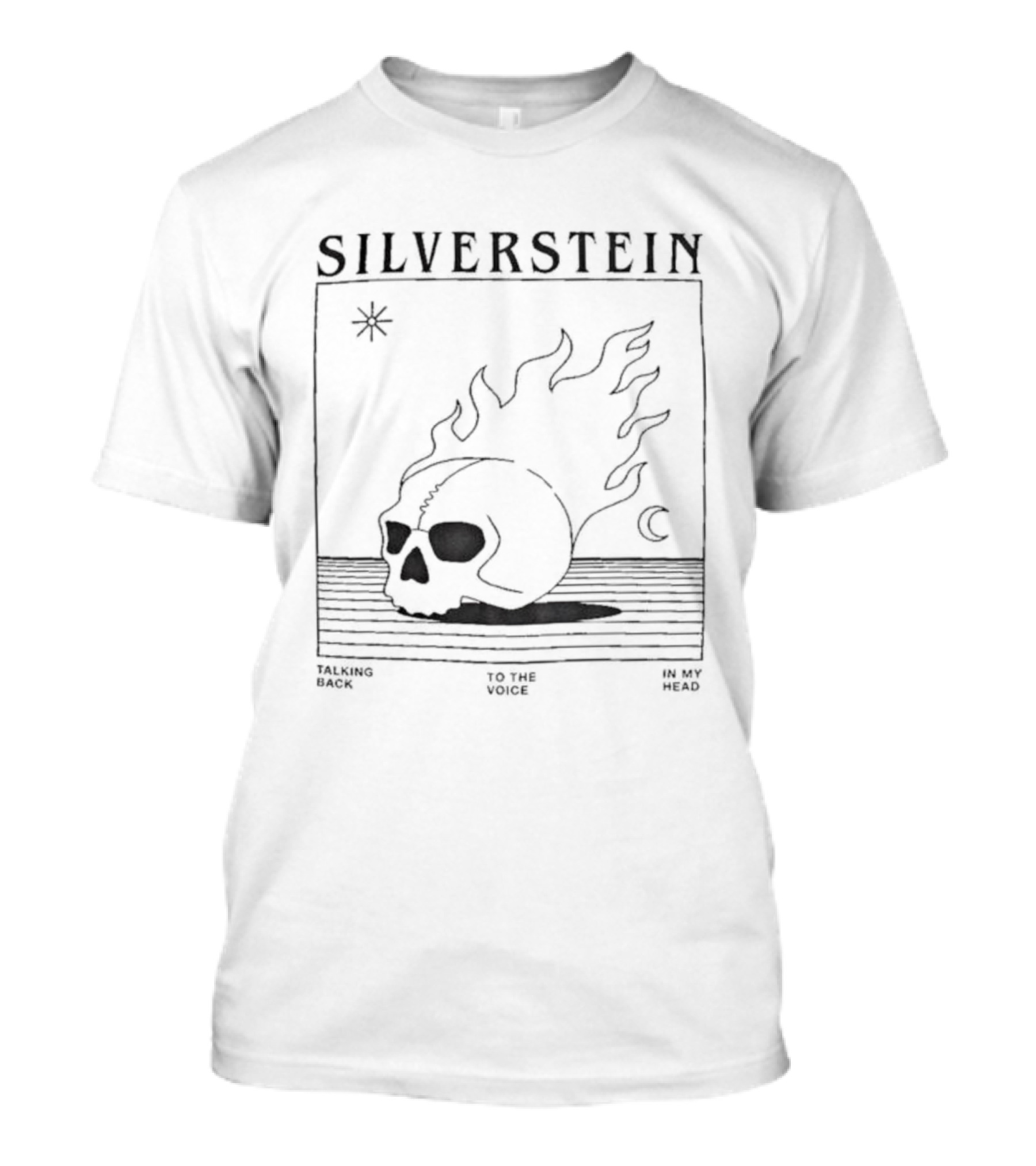 Silverstein Talking Back To The Voice In My Head Flaming Skull Design T-Shirt