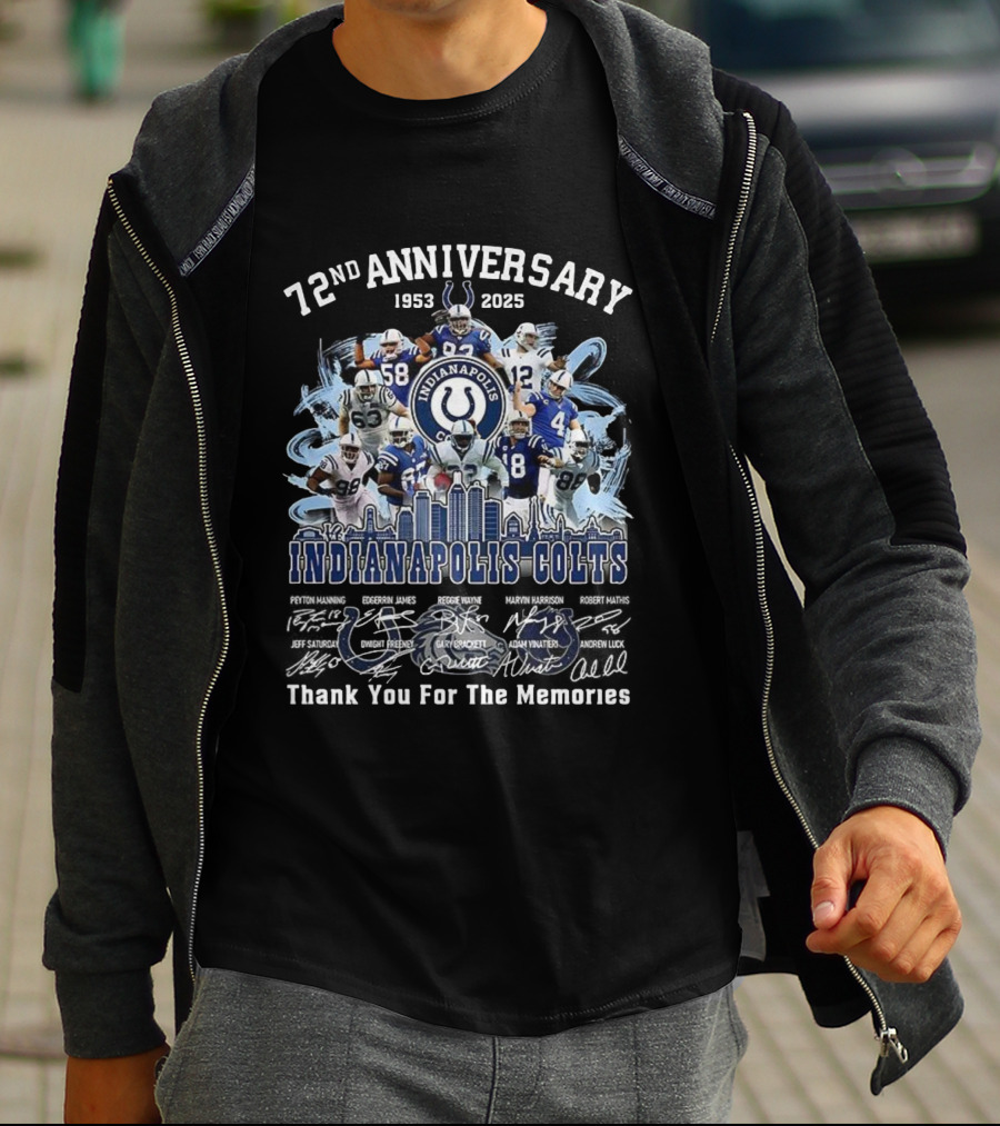 72nd Anniversary 1953-2025 Indianapolis Colts Thank You For The Memories Player Signatures T-Shirt