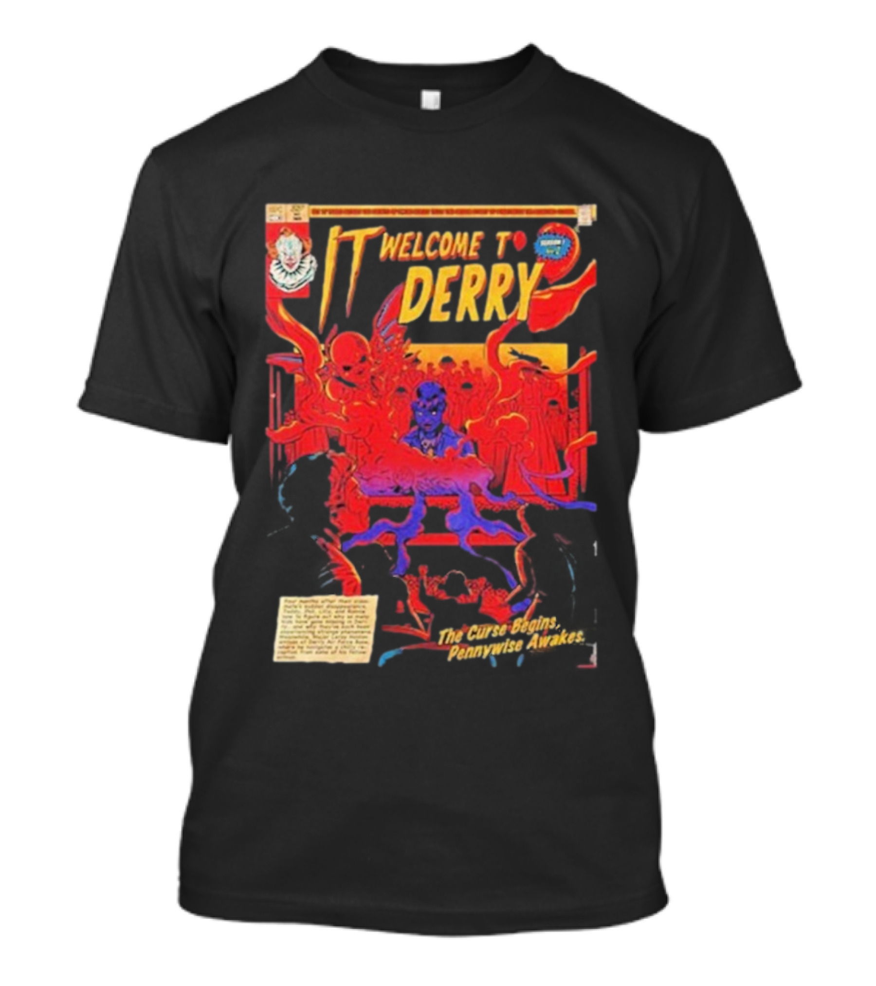 IT Welcome To Derry The Curse Begins Pennywise Awakes Comic Style T-Shirt