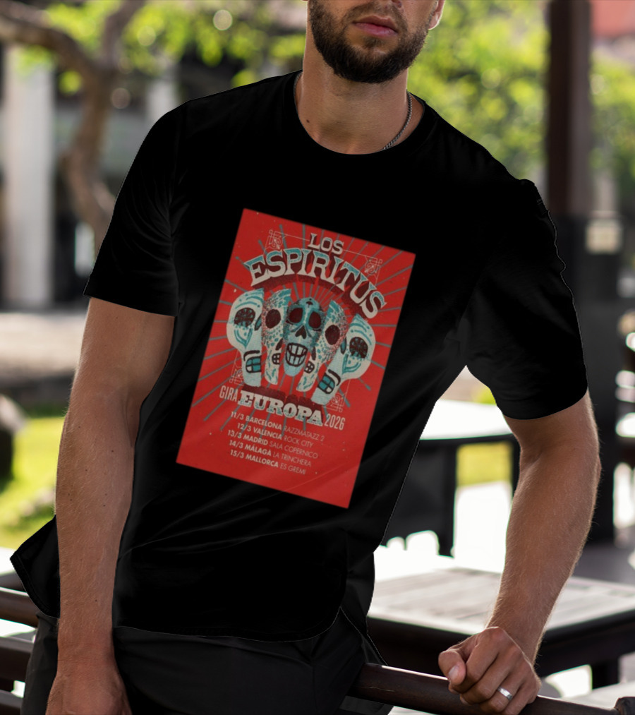 Los Espiritus Gira Europa 2026 Tour Dates Barcelona Valencia Madrid Málaga Mallorca T-Shirt