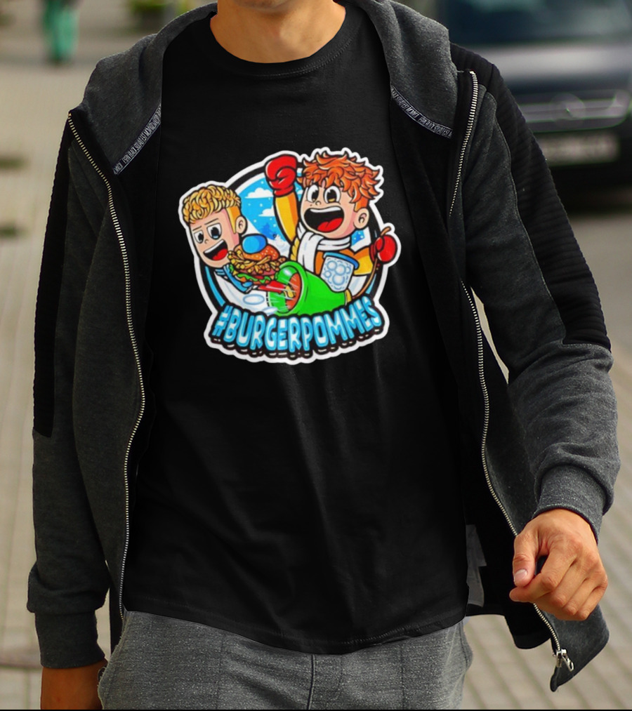 #Burgerpommes Cartoon Burger And Fries Adventure T-Shirt