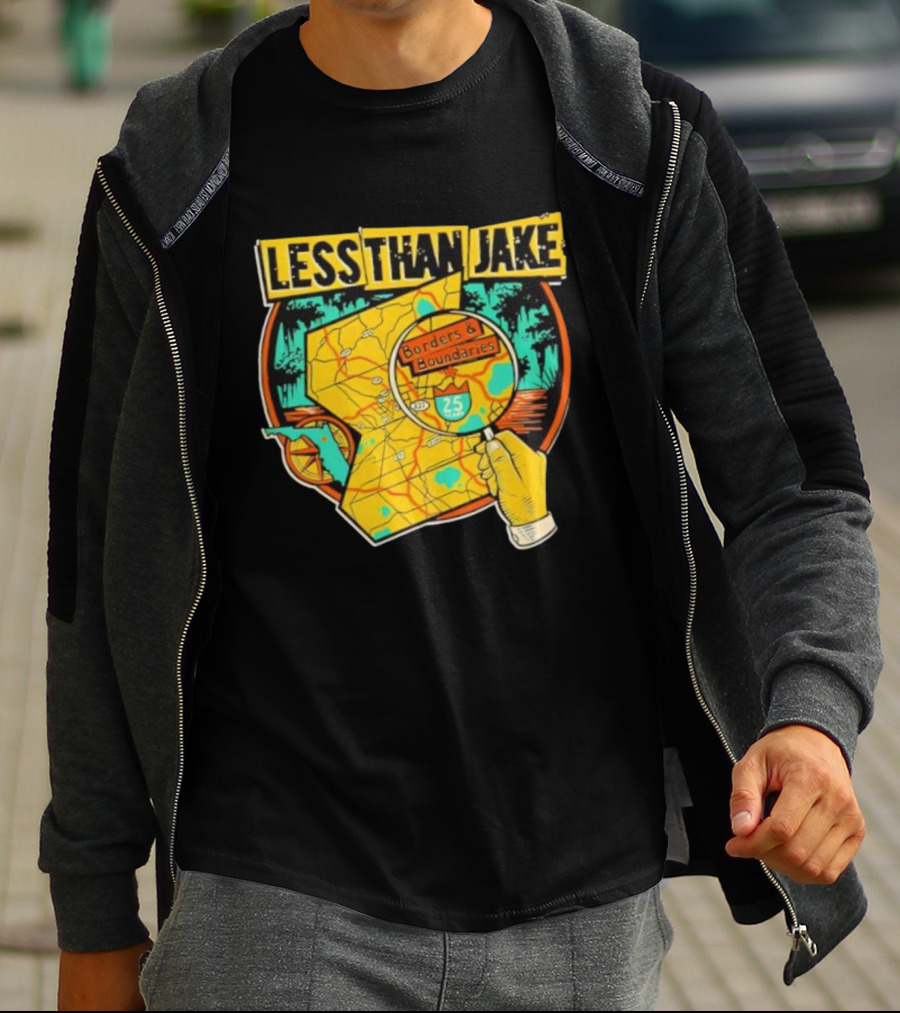 Less Than Jake Borders And Boundaries Anniversary Map Design T-Shirt