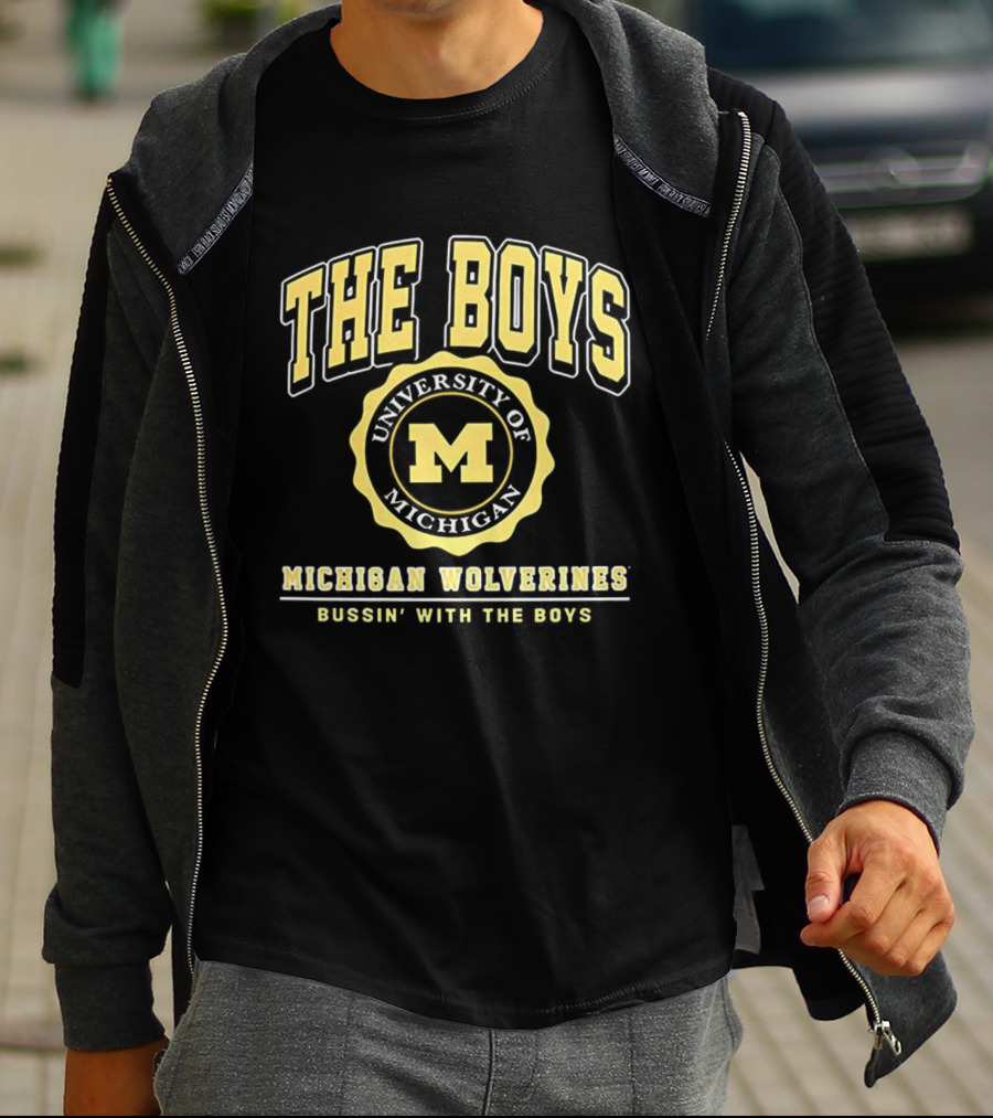 University Of Michigan Wolverines The Boys Bussin’ With The Boys Crest T-Shirt