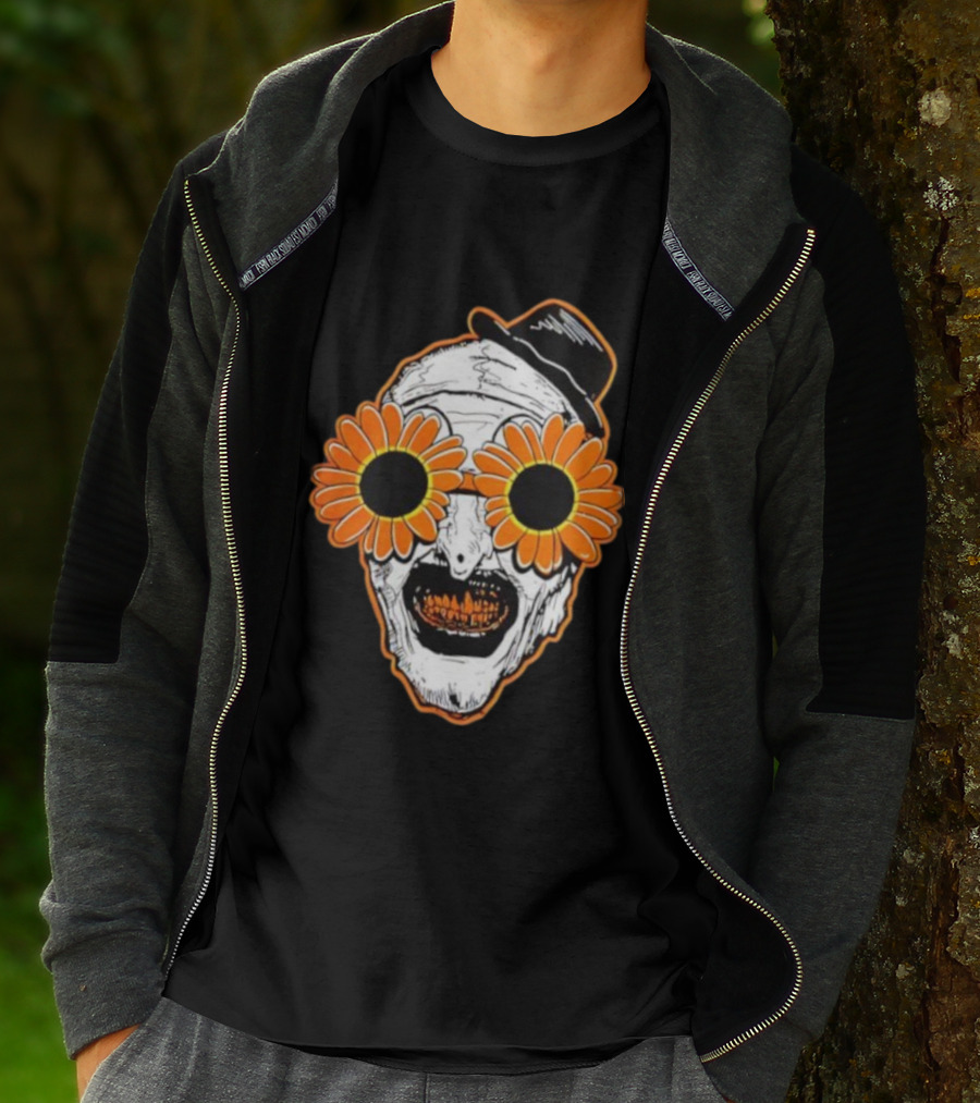 Art The Clown Creepy Halloween Sunflower Glasses Terrifier T-Shirt