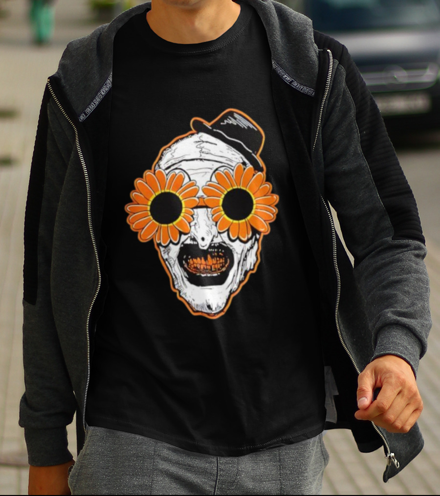 Art The Clown Creepy Halloween Sunflower Glasses Terrifier T-Shirt