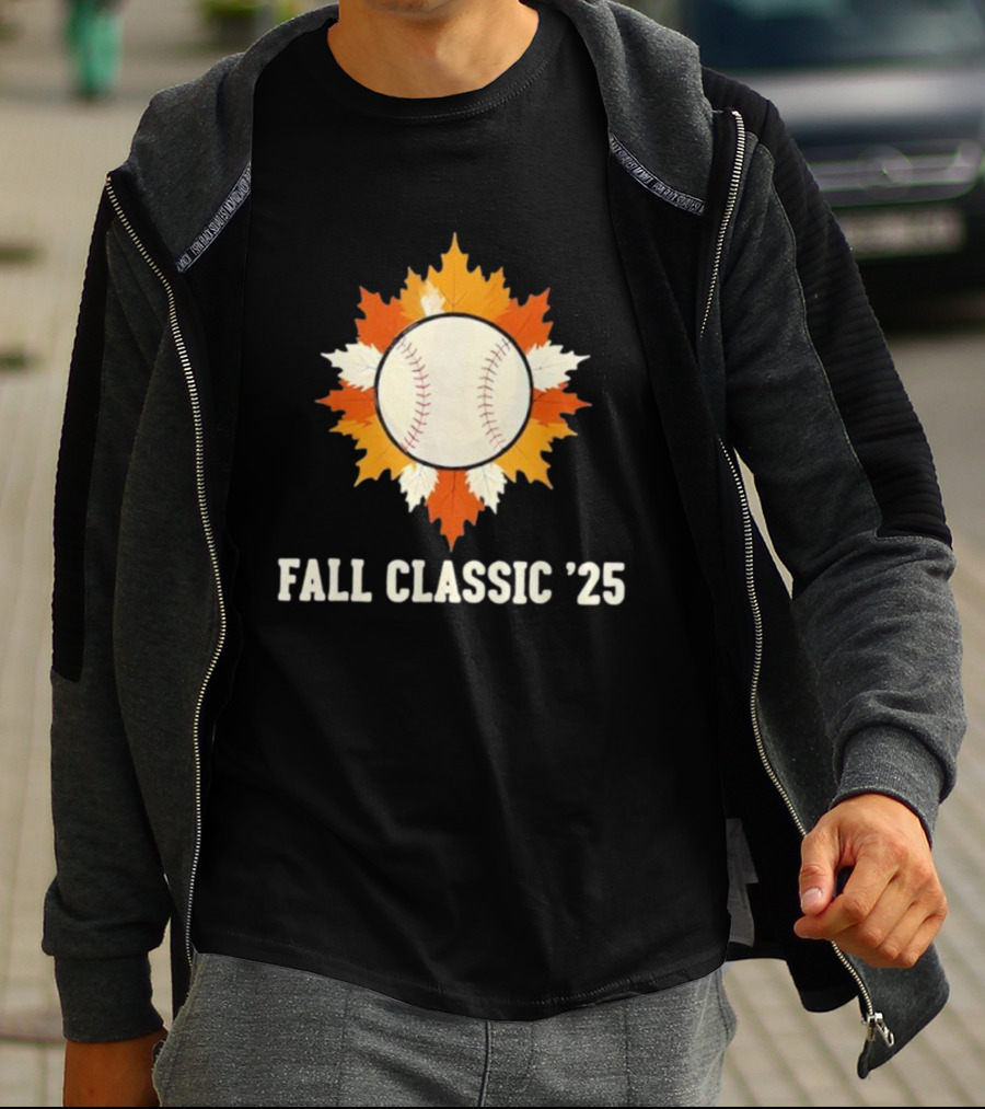 Fall Classic '25 Autumn Baseball Leaf Spirit T-Shirt