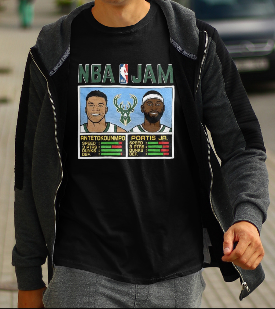 NBA Jam Antetokounmpo Portis Jr Milwaukee Bucks Classic Video Game T-Shirt