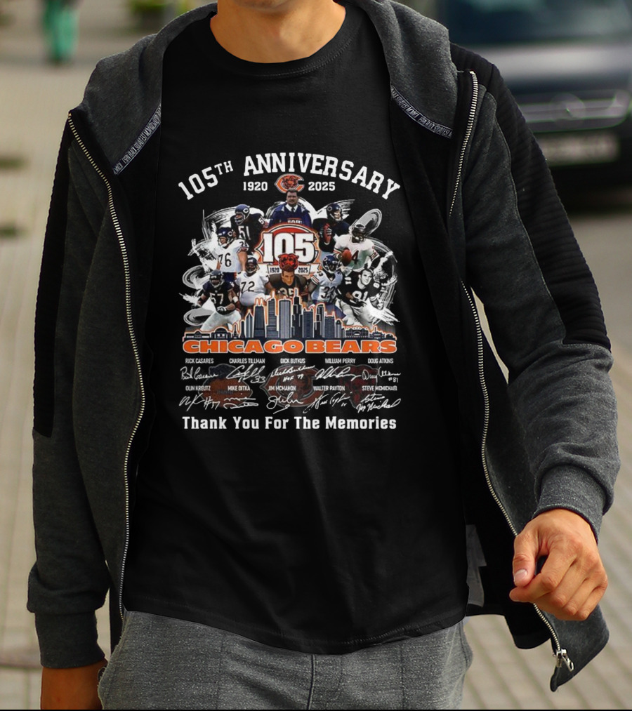 Chicago Bears 105th Anniversary 1920-2025 Thank You For The Memories T-Shirt