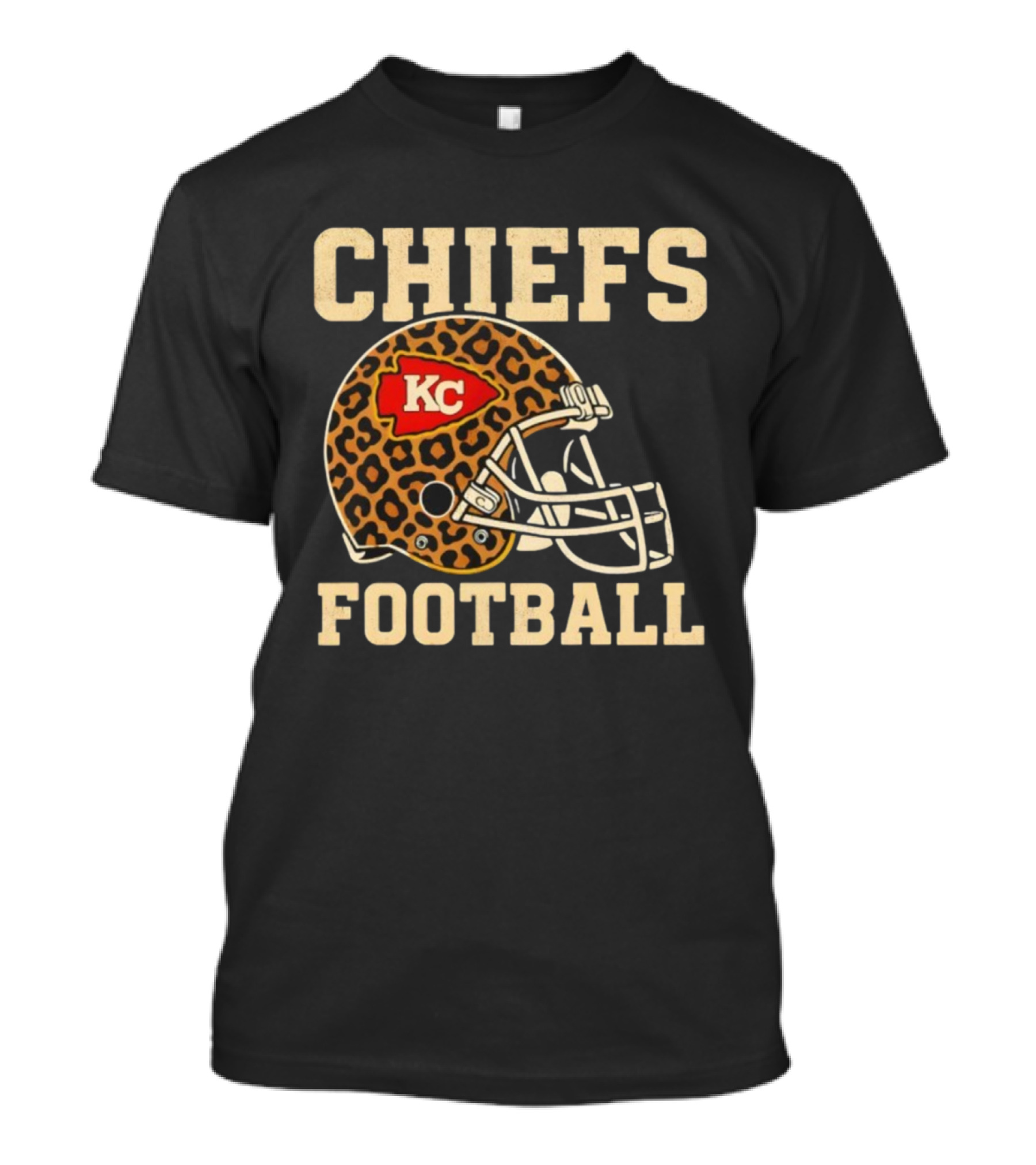 Retro KC Chiefs Leopard Helmet Football Vintage Style T-Shirt