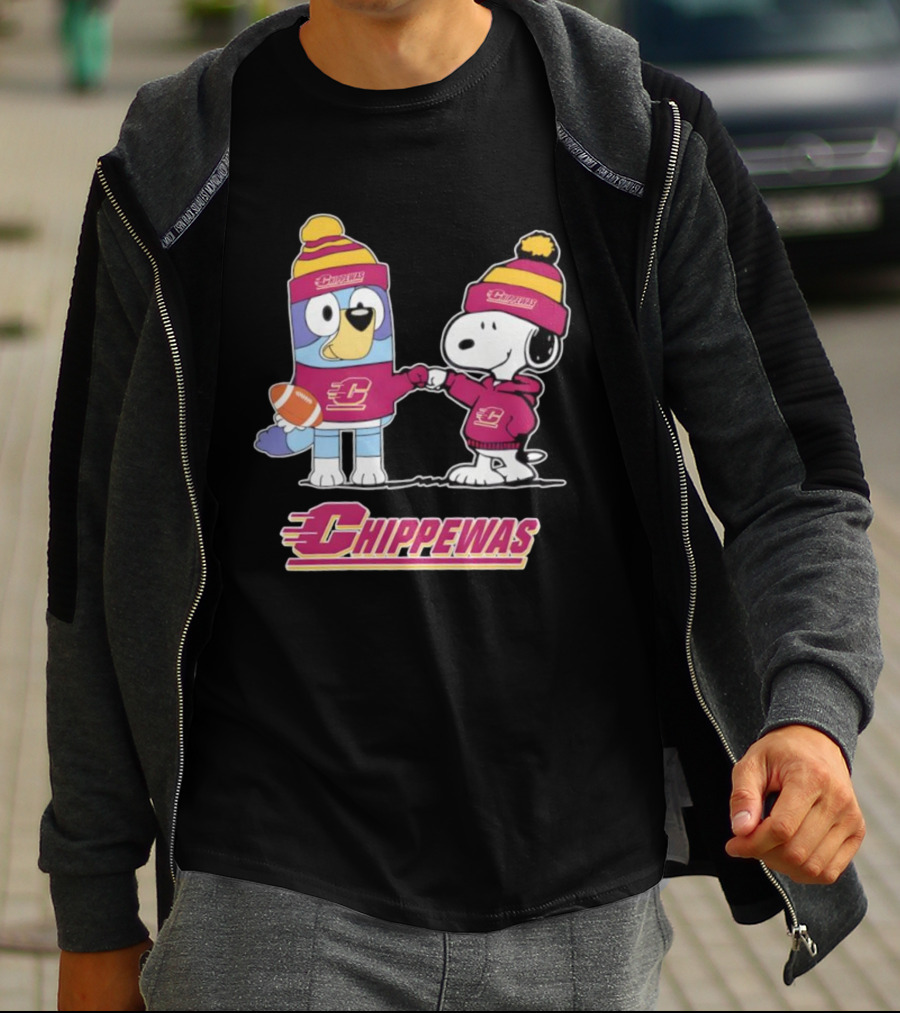 Snoopy Bluey Central Michigan Chippewas Football Collaboration T-Shirt