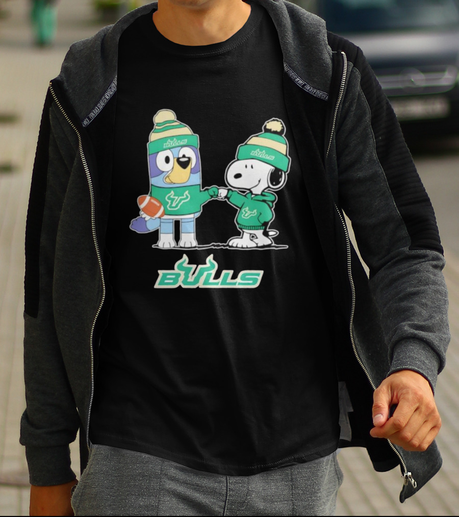 Snoopy Bluey South Florida Bulls Football Team Gear Collaboration T-Shirt