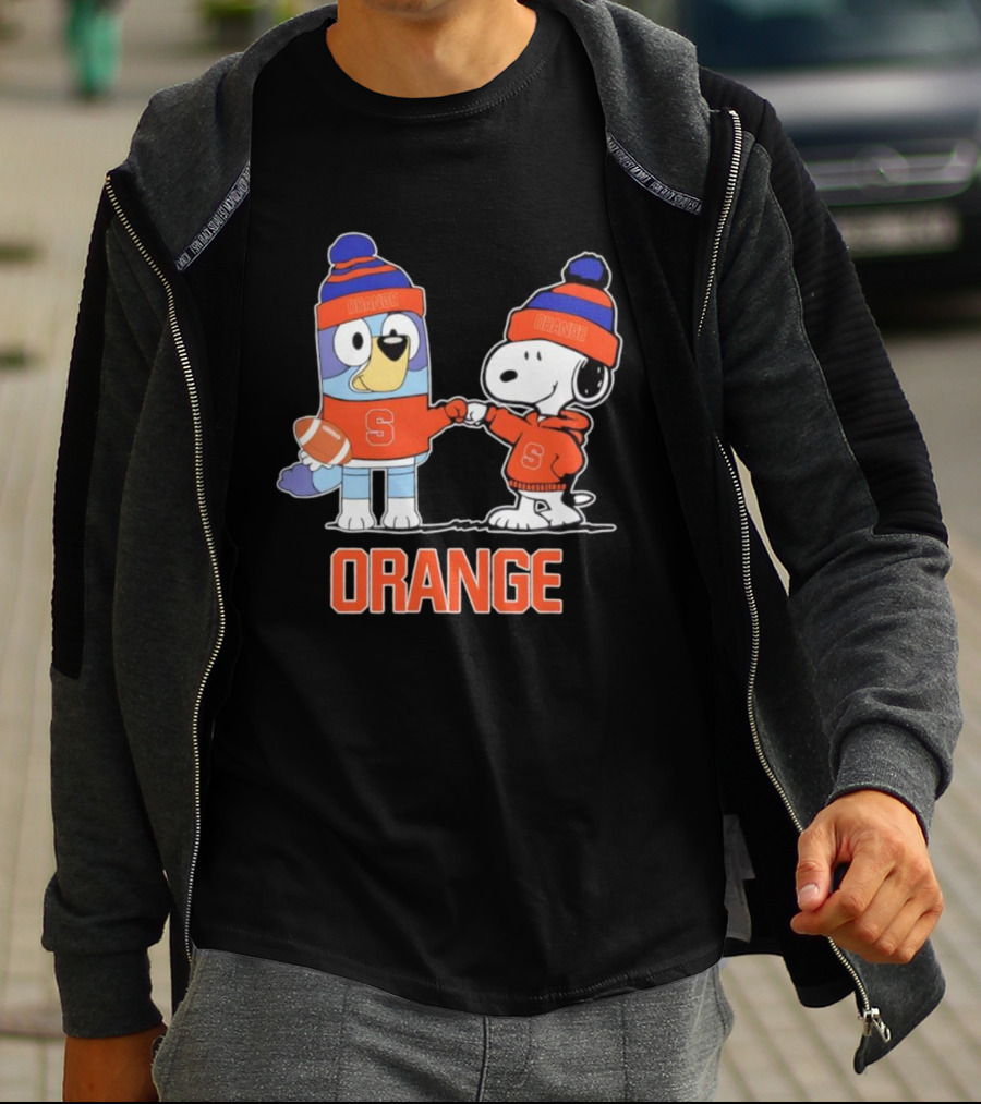 Snoopy Bluey Syracuse Orange Football Collaboration T-Shirt