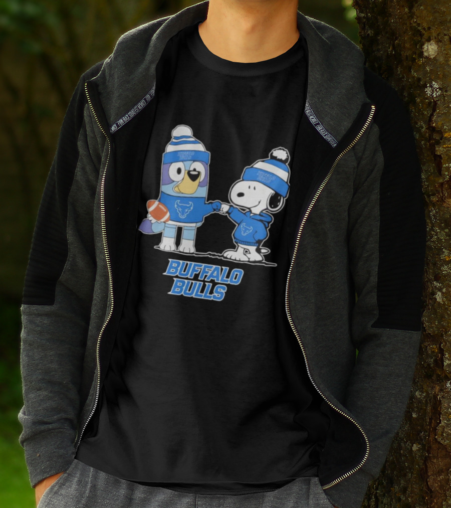 Snoopy Bluey Buffalo Bulls Football Collaboration T-Shirt