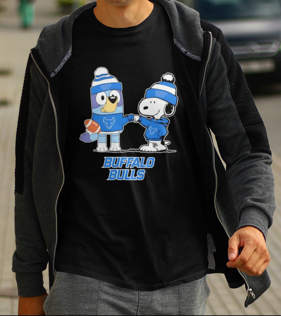 Snoopy Bluey Buffalo Bulls Football Collaboration T-Shirt