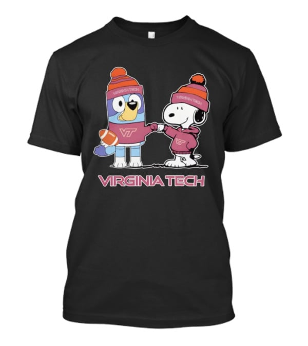 Snoopy Bluey Virginia Tech Hokies Football Collaboration T-Shirt