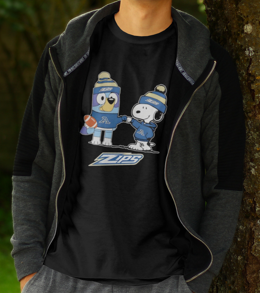 Snoopy X Bluey Akron Zips Football A Collaboration T-Shirt