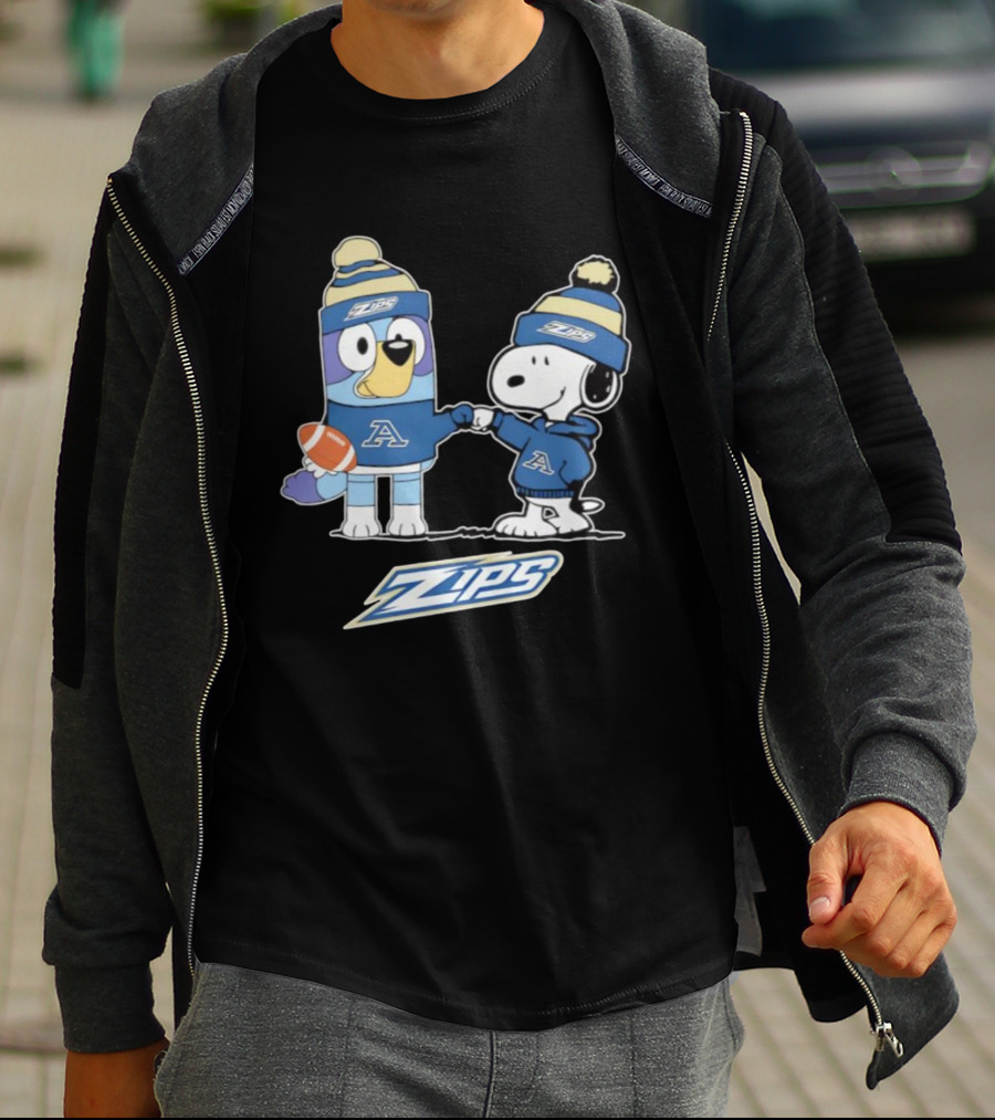 Snoopy X Bluey Akron Zips Football A Collaboration T-Shirt