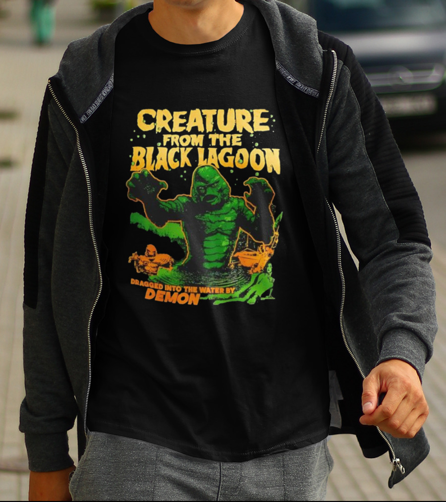 Creature From The Black Lagoon Dragged Into The Water By Demon T-Shirt