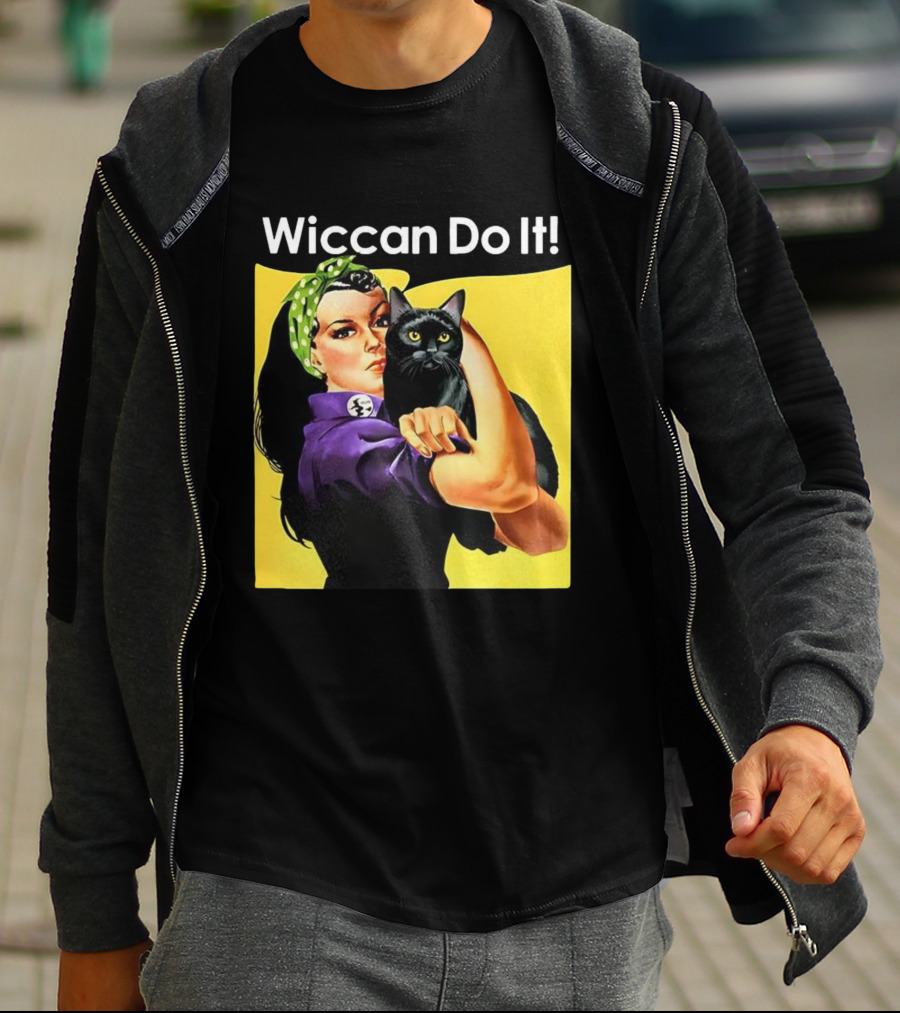 Wiccan Do It Rosie The Riveter Black Cat Magic Empowerment T-Shirt