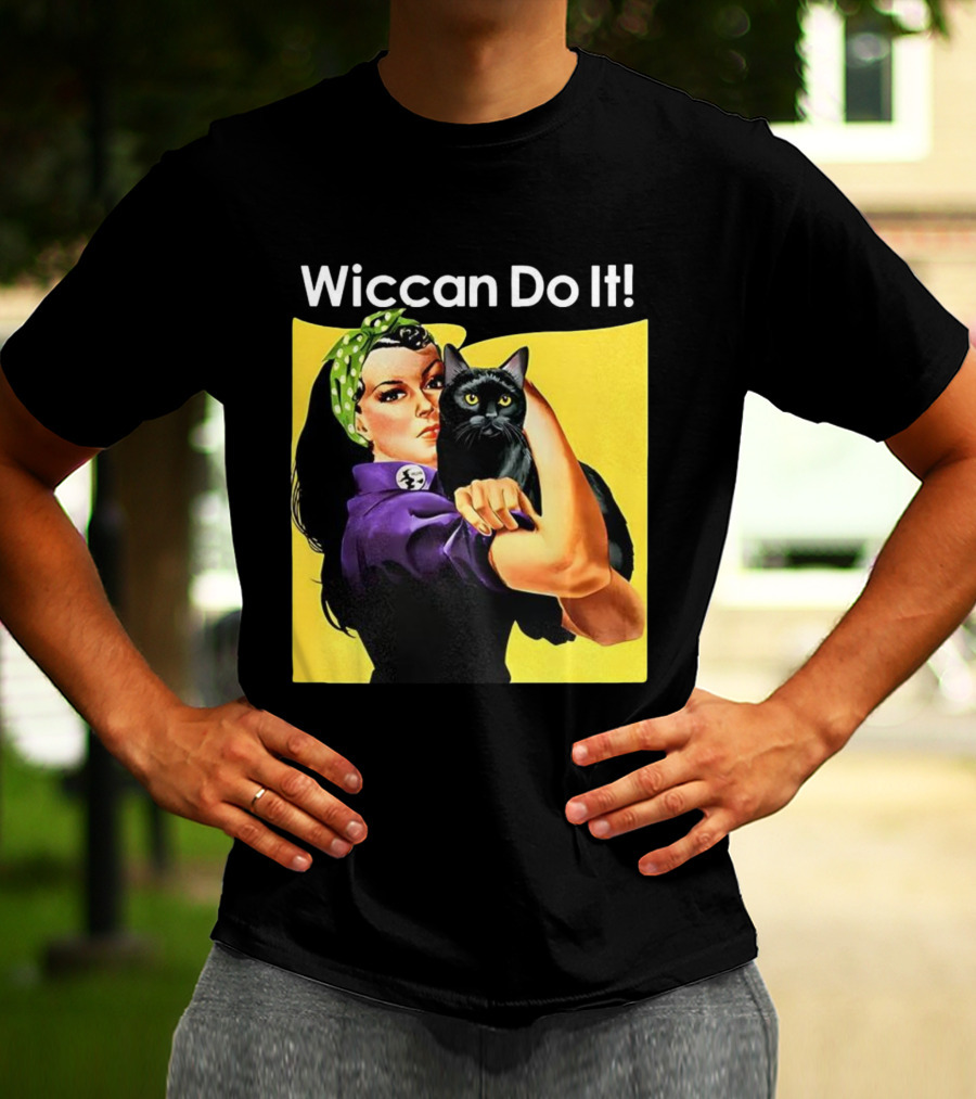 Wiccan Do It Rosie The Riveter Black Cat Magic Empowerment T-Shirt